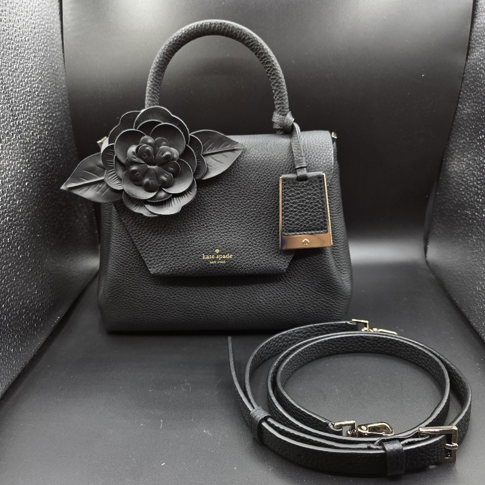 Kate Spade Black Leather Handbag with Gold Accent